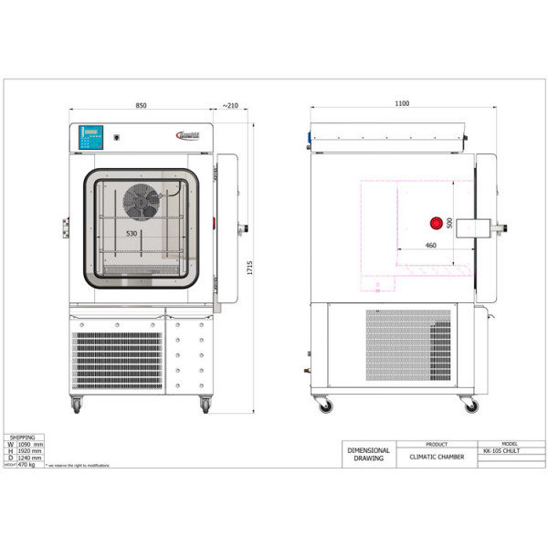 Schéma CAO d’Enceinte climatique KK-105 CHULT